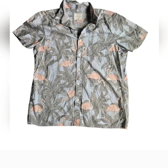 American Eagle OutfittersGood Fellow Tropical Print Shirts - Green and Blue - Picture 3 of 5